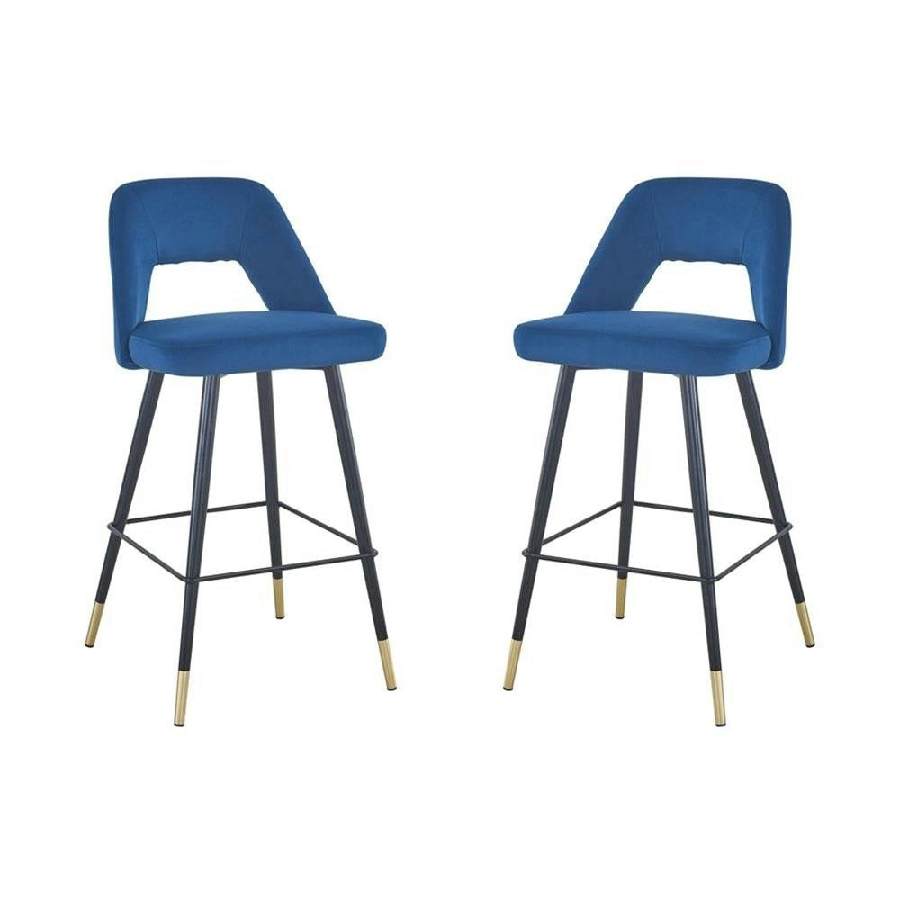 HomeStar Set Of 2 Delphi Velvet Fabric Kitchen Bar Stool - Blue