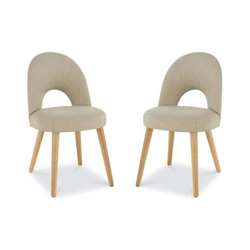 6IXTY Set of 2 - Charlie Scandinavian Fabric Dining Chair - Stone