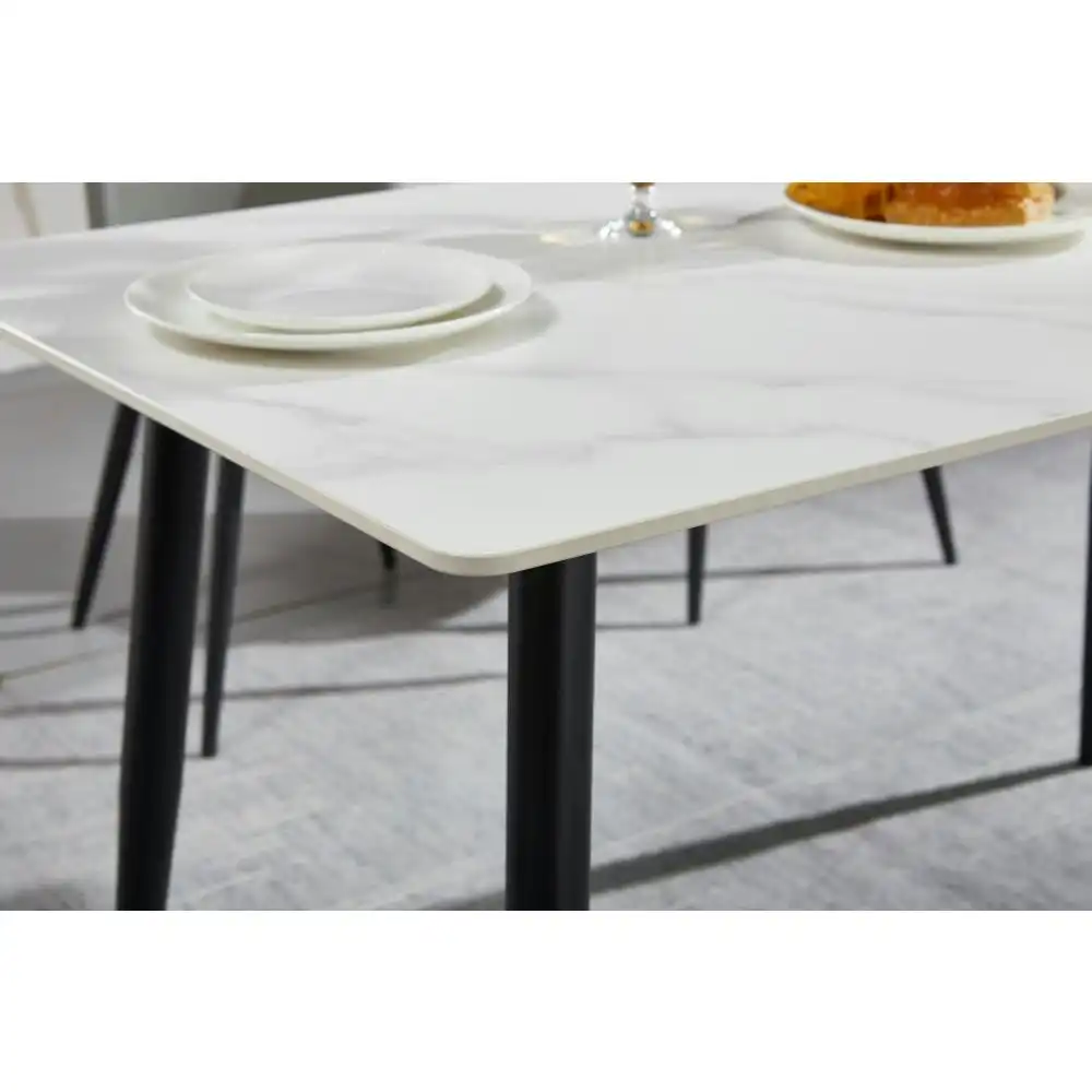Eniko Rectangular Sintered Stone Dining Table 160cm - Black & White