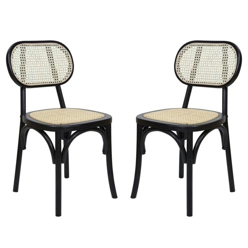 Raimon Furniture Set Of 2 Sofia Rattan Kitchen Dining Side Chair - Black