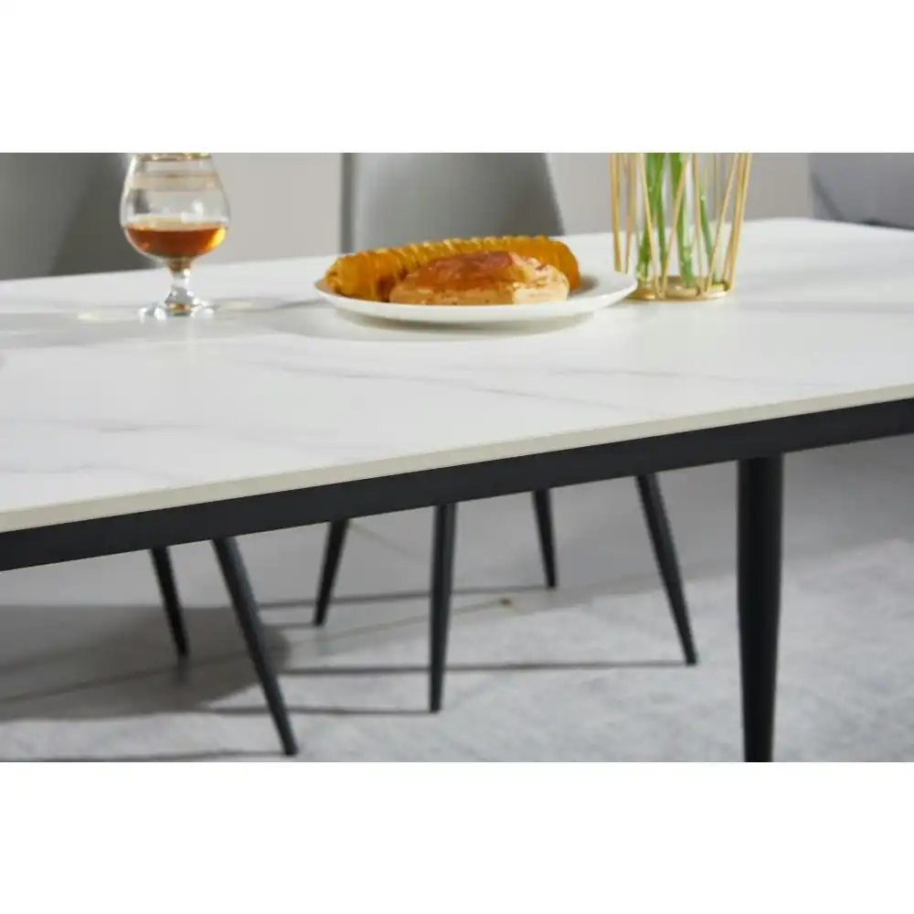 Our Home Eniko Rectangular Sintered Stone Dining Table 130cm - Black & White