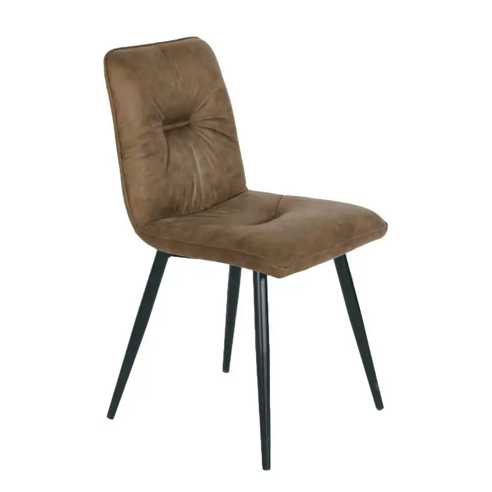 HomeStar Set Of 4 Midash Vintage Fabric Dining Chair Powdercoated Metal Legs - Tan