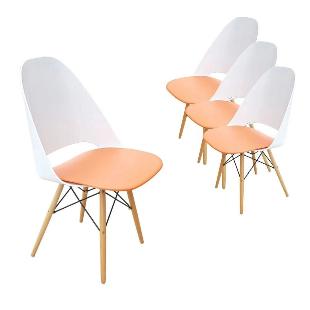 6IXTY Set of 4 - Plaza Scandinavian Dining Chair - Orange