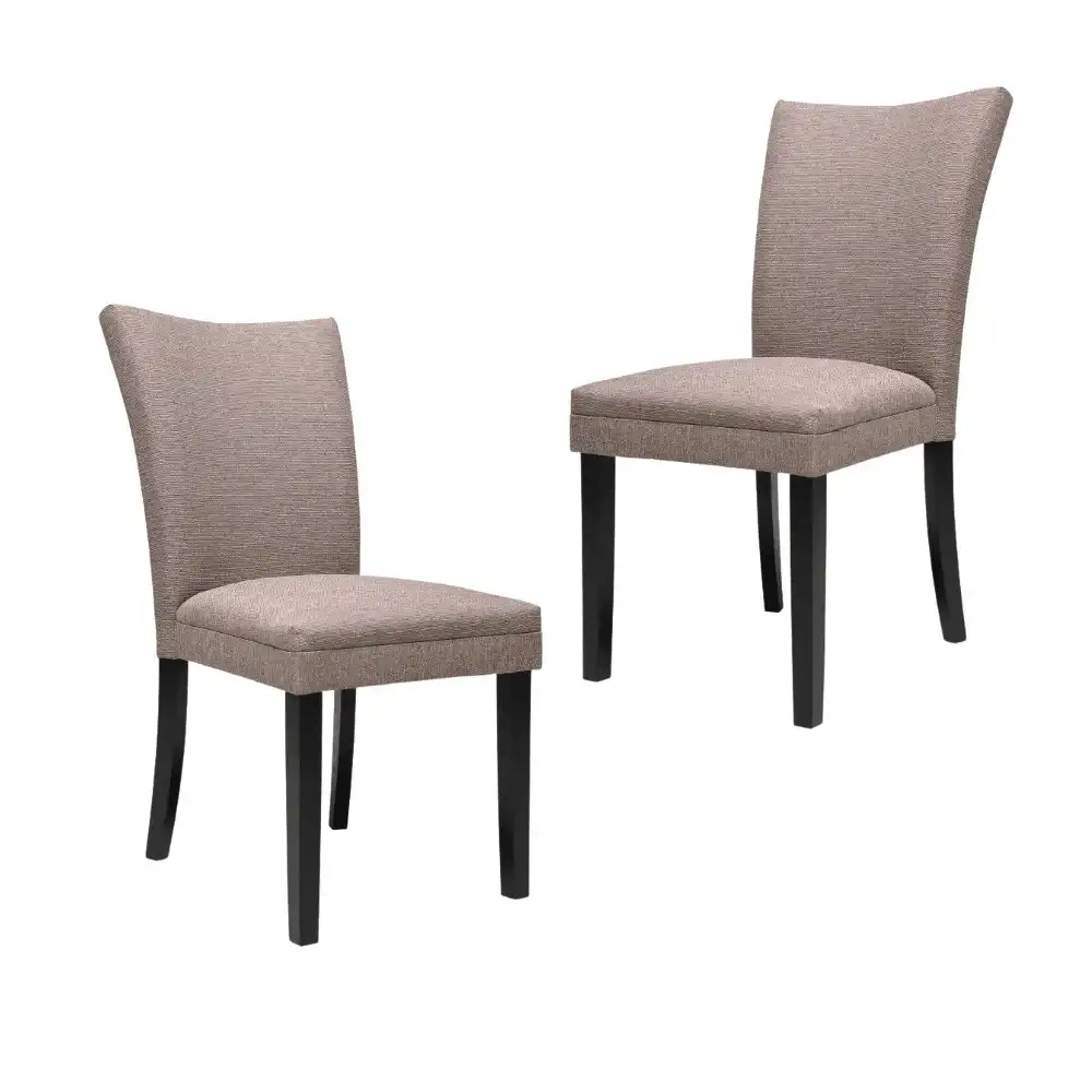 Set Of 2 Designer Fabric Modern Dining Chair Wooden Legs - Taupe