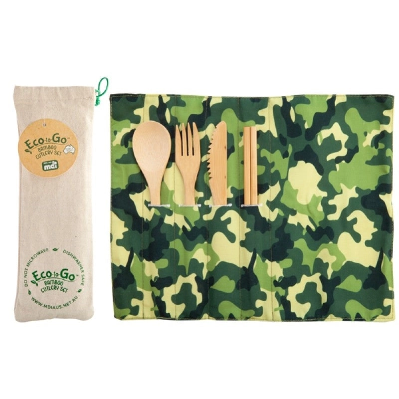 Camo Eco to Go Bamboo Cutlery Set