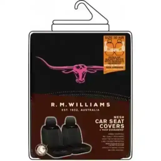 RM Williams Car Mats Heavy Duty Rubber Floor Mats Front Pair Black Longhorn  Logo
