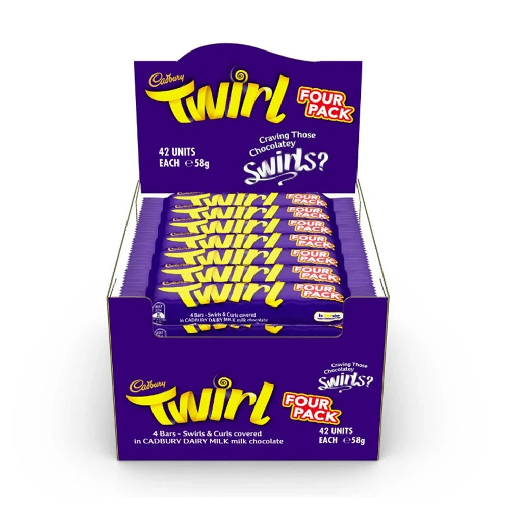 42pc Cadbury Dairy Milk Chocolate Twirl Bar 58g Choco Confectionery Sweet Snack