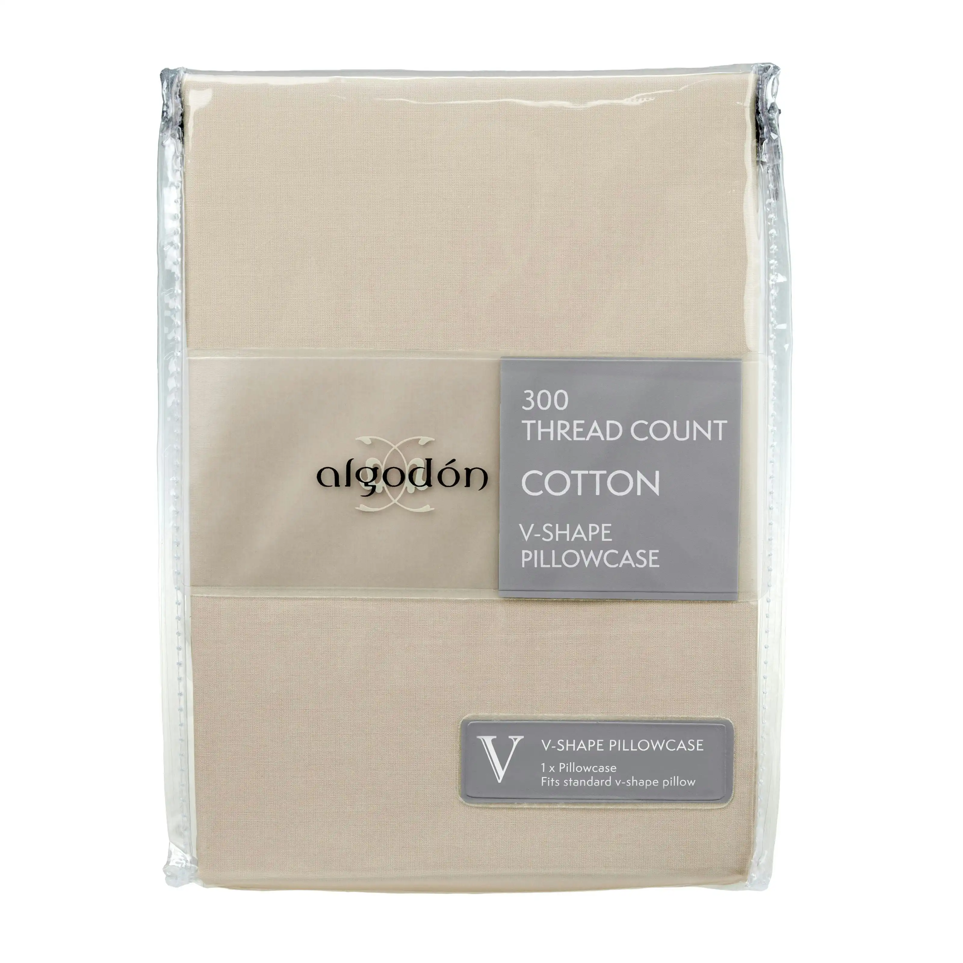 ALGODON "300TC Cotton" VSHAPE PILLOWCASE STONE