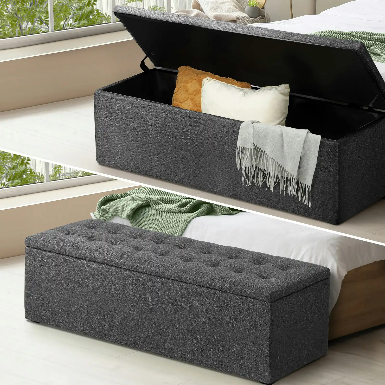 Blanket box with online cushion