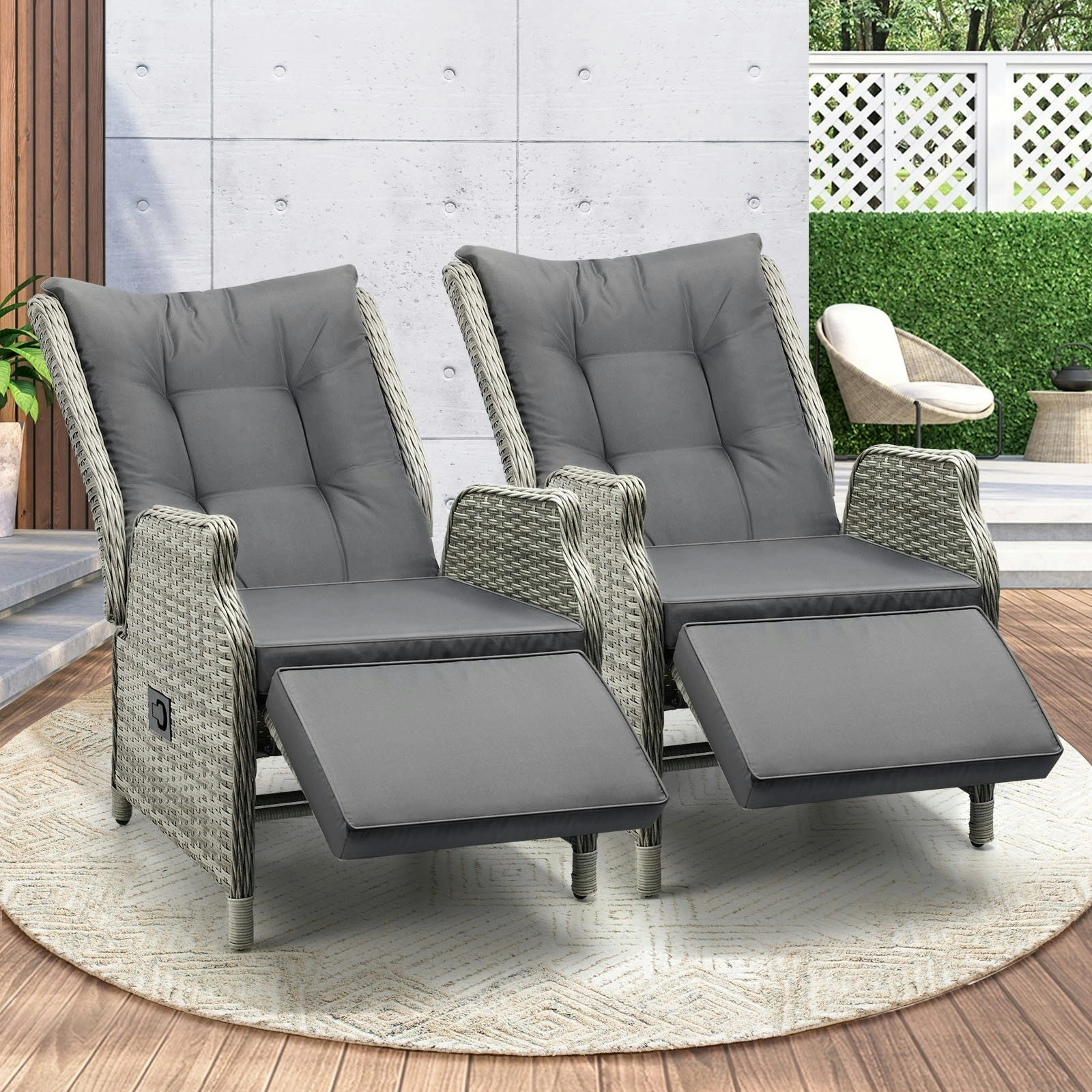 Livsip Recliner Chairs Sun lounge Outdoor Furniture Patio Wicker Sofa Set of 2