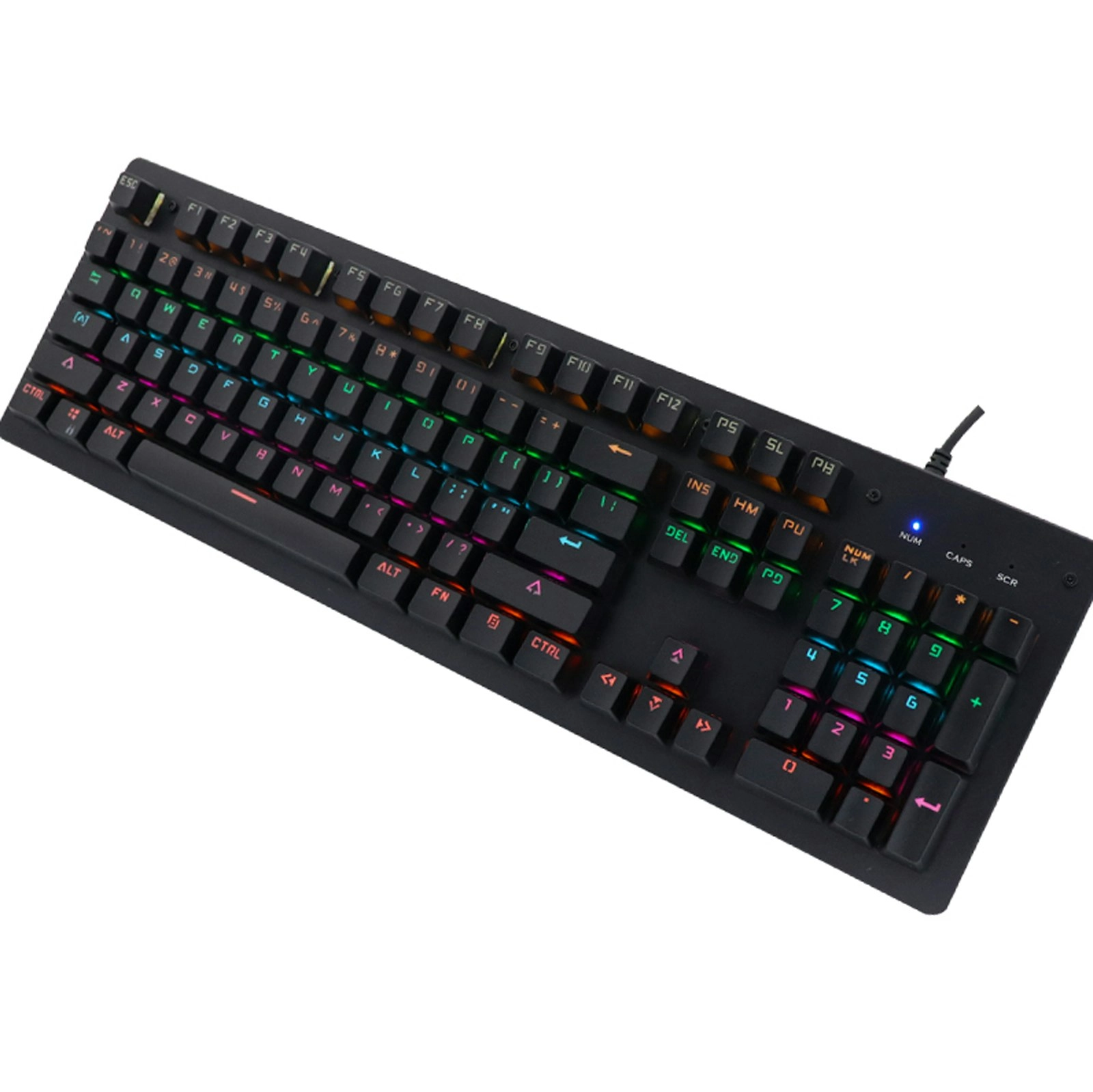 TODO Mechanical Gaming Keyboard Rgb Led Linear Blue Switch 104 Key Usb Windows - Black