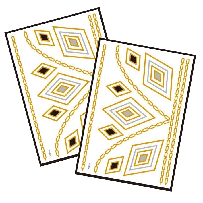 Metallic Temporary Tattoo Gold Silver Glitter Party Body Sticker Waterproof 2 Sheets 026