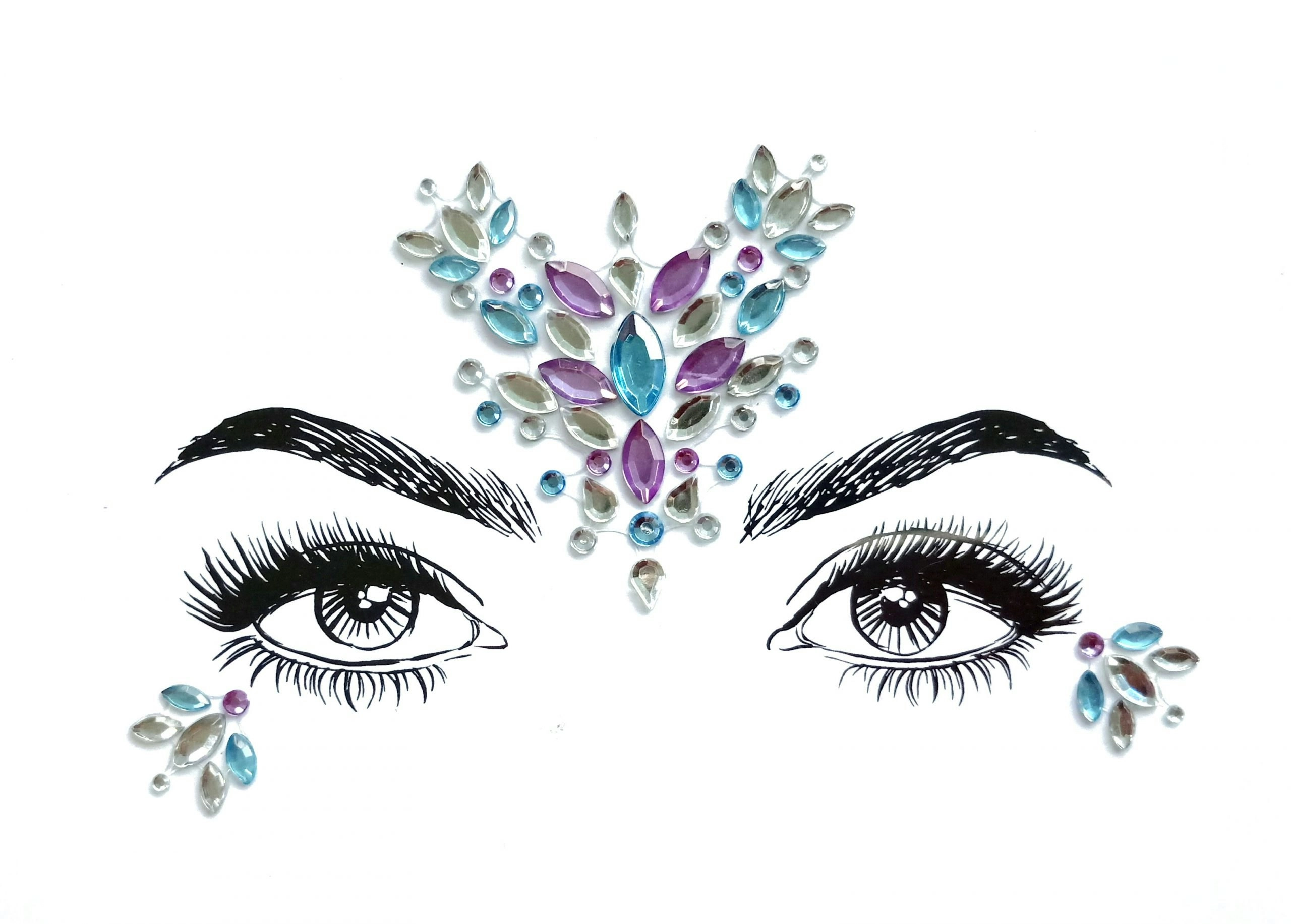 Adhesive Face Gems Body Rhinestone Jewel Diamontes Party Body Glitter Sticker Tattoo II-007