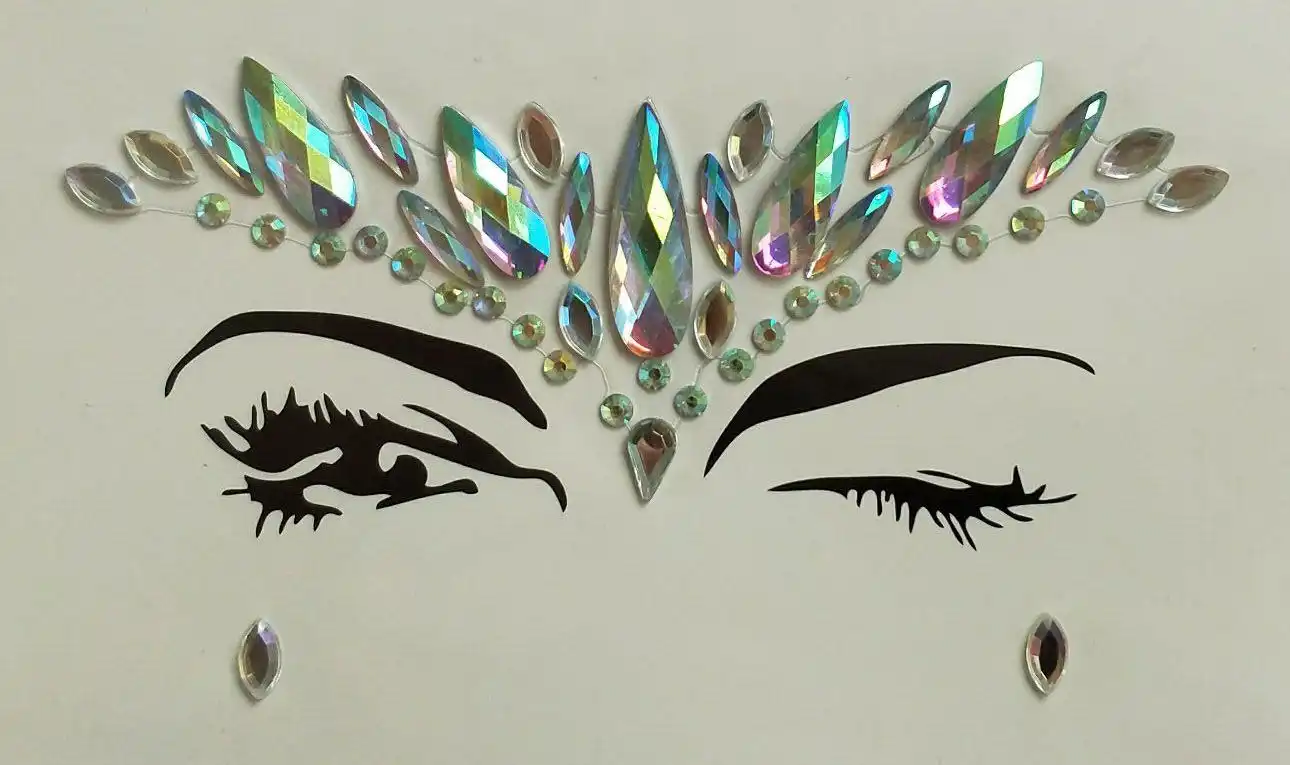 Adhesive Face Gems Body Rhinestone Jewel Diamontes Party Body Glitter Sticker Tattoo I-012