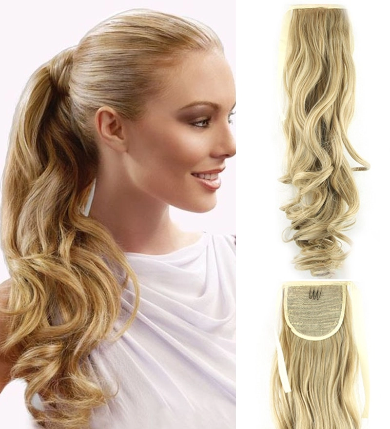 2Pcs 22" Dark Blonde Hair Extension Quality Synthetic Hair Ponytail Curly Wavy 2X