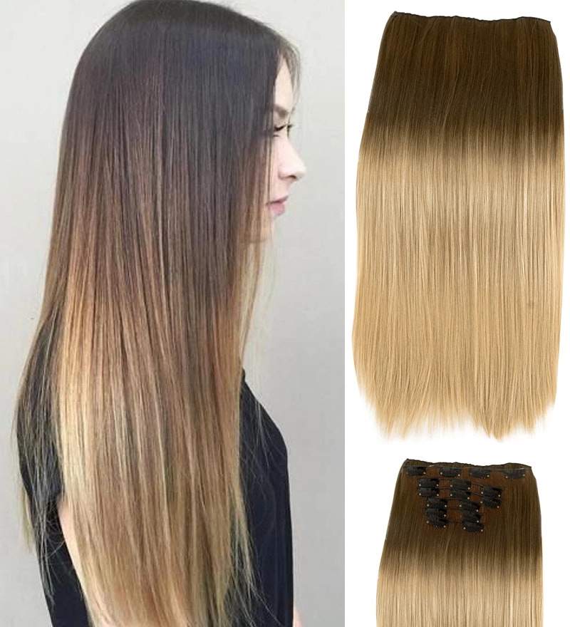 22" Two Tone Ombre Blonde  Deluxe Synthetic Hair Straight 7Piece 16Clips 04