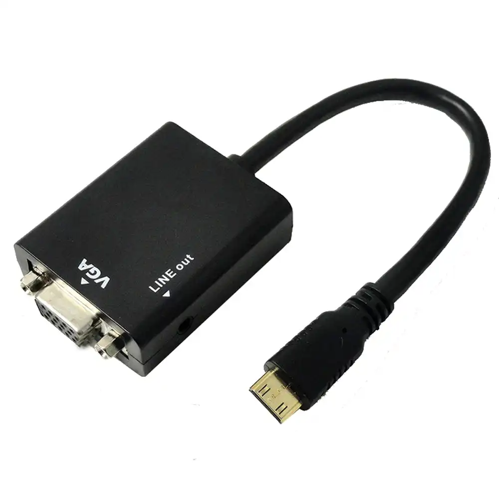 Mini Hdmi To Vga Converter Cable W/ 3.5Mm Audio Out (L/R) 1080P Built In Chip