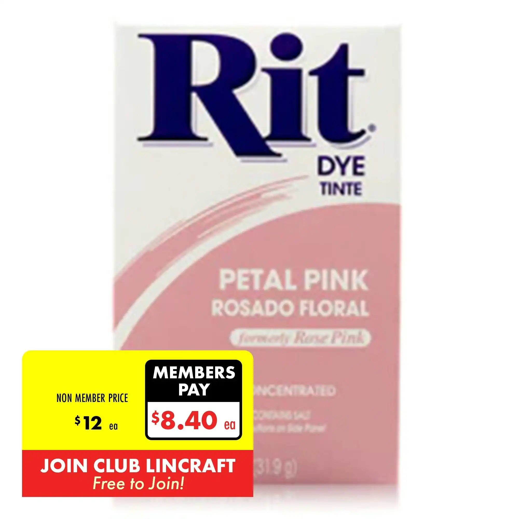 Rit Powder Fabric Dye, Petal Pink- 31.9g