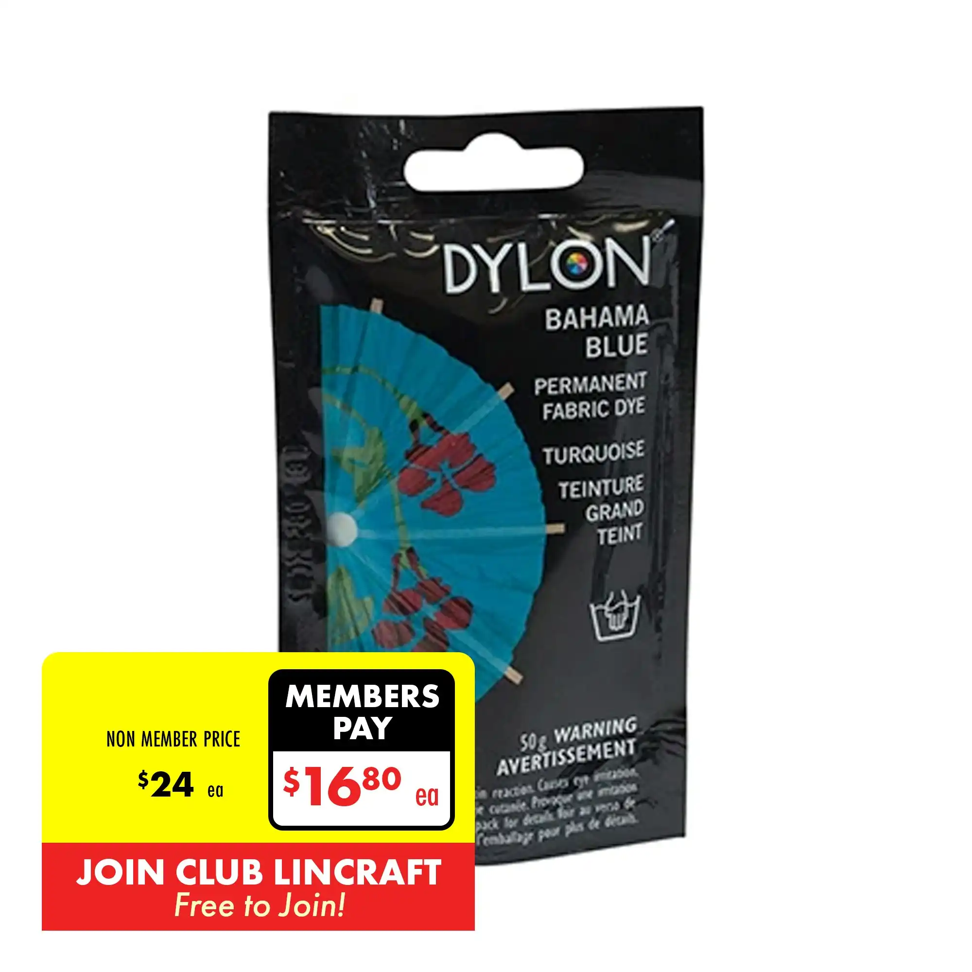 Dylon Hand Fabric Dye, Bahama Blue- 50g