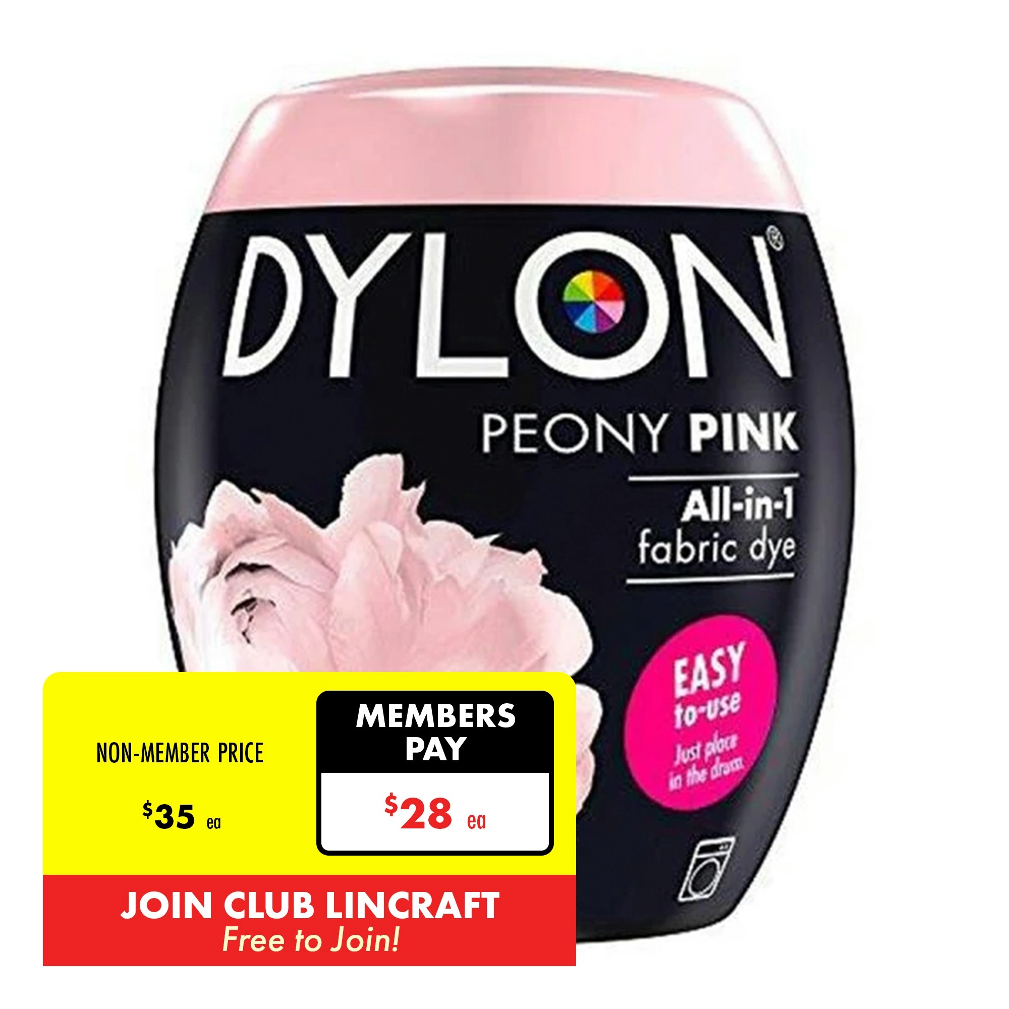 Dylon Fabric Dye, Peony Pink- 350g