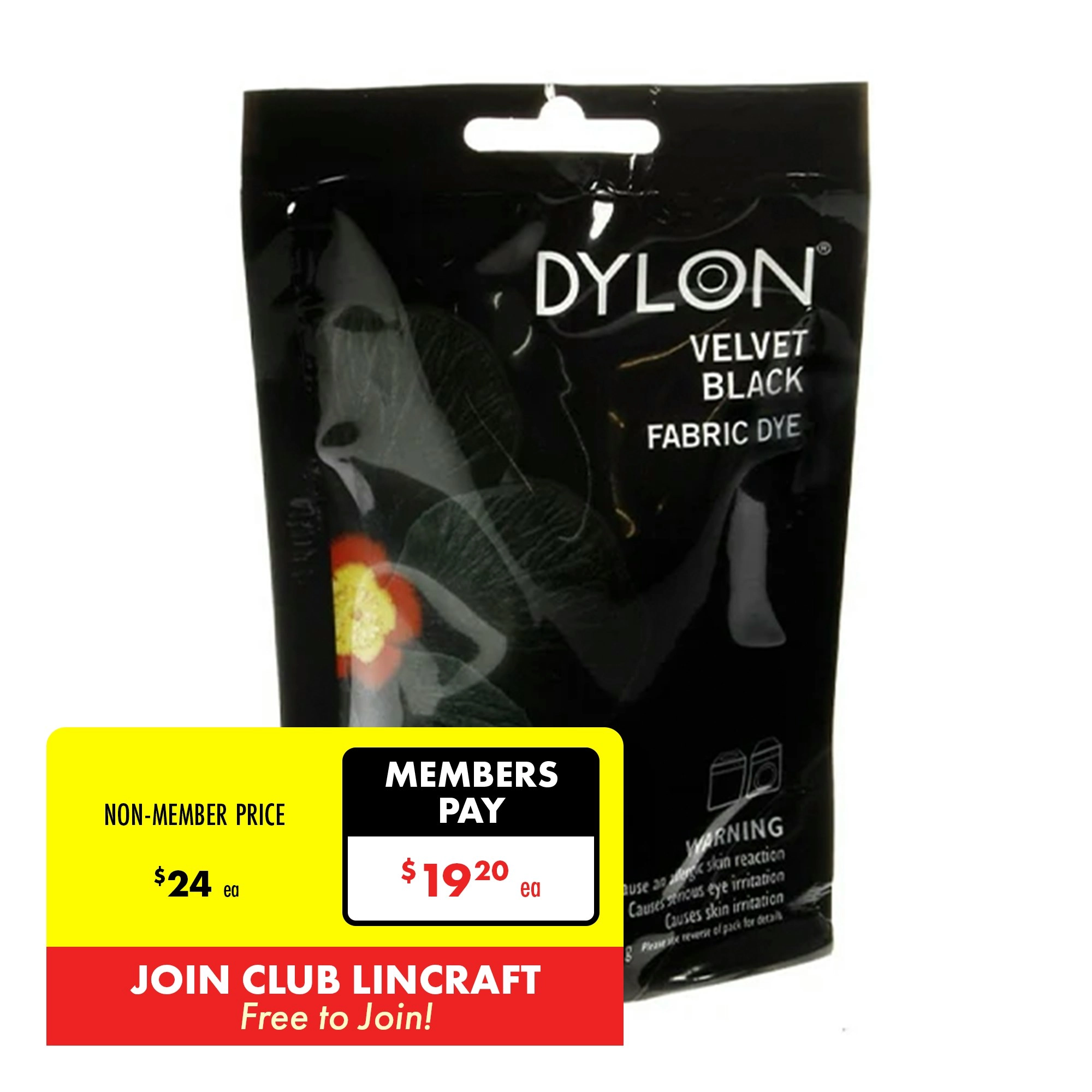 Dylon Hand Fabric Dye, Velvet Black- 50g