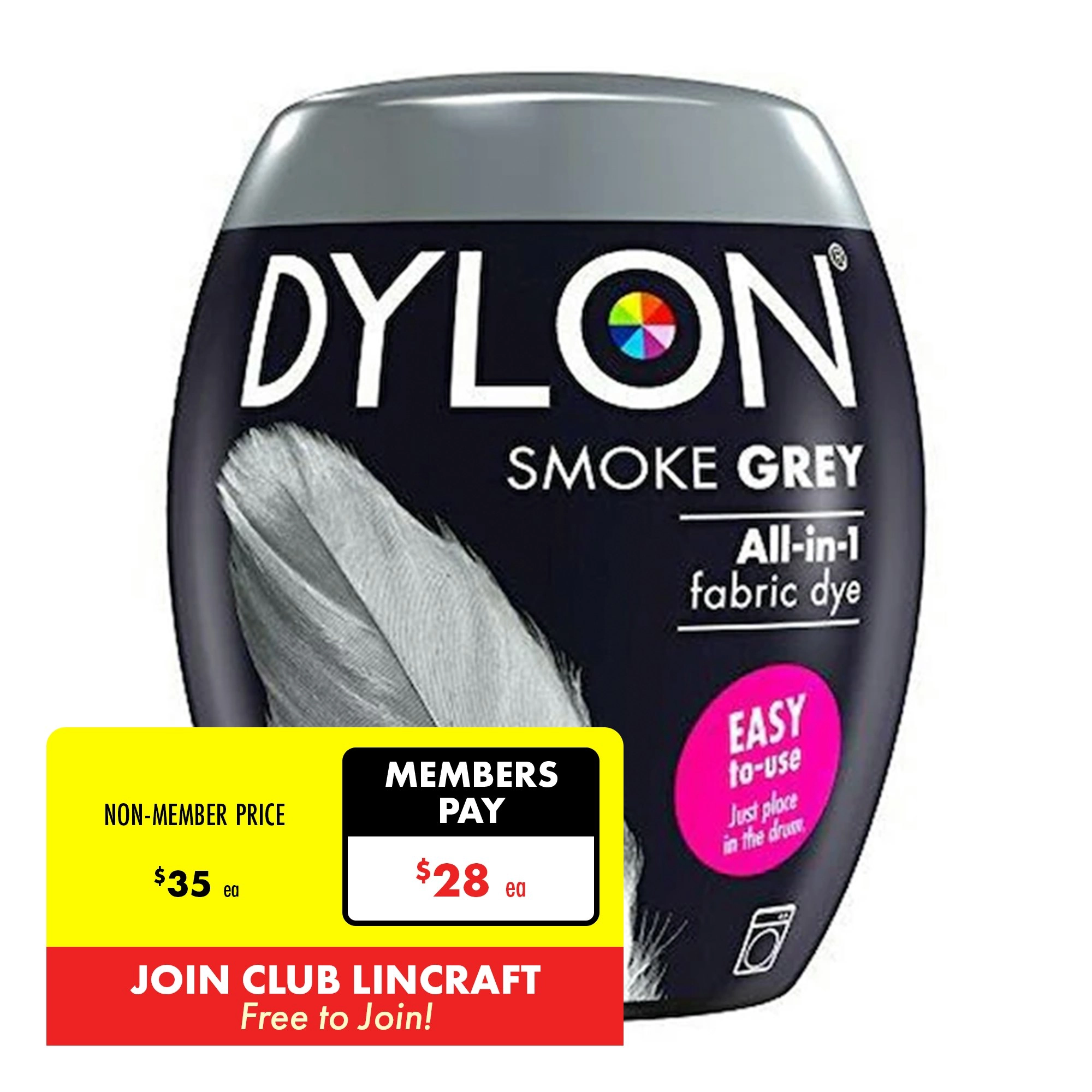 Dylon Fabric Dye, Smoke Grey- 350g