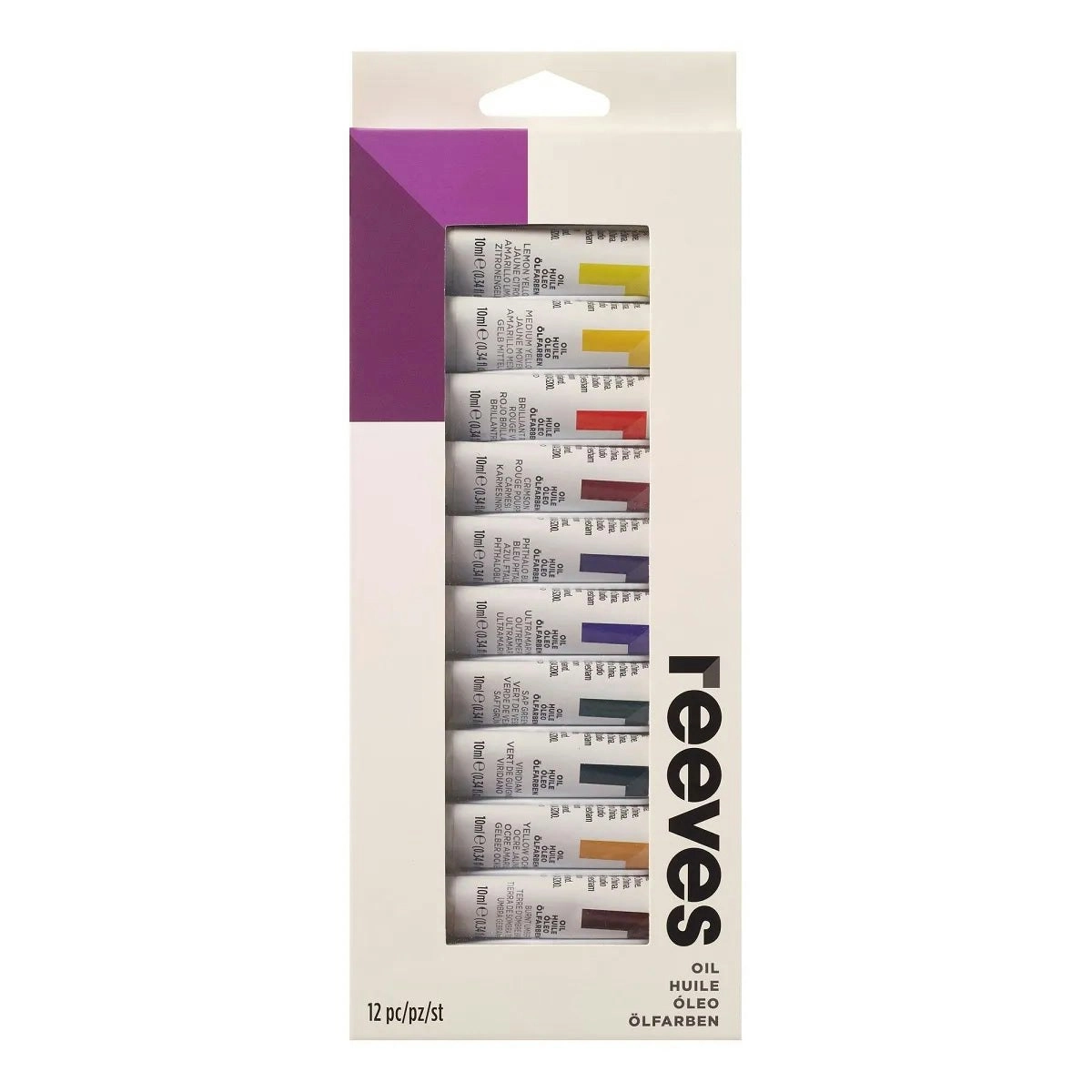 10ml Reeves Oil Paint, Tube- 12pk