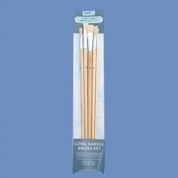 Makr Hog Bristle Brush Set, Size 4,6,8,10,14- 5pk