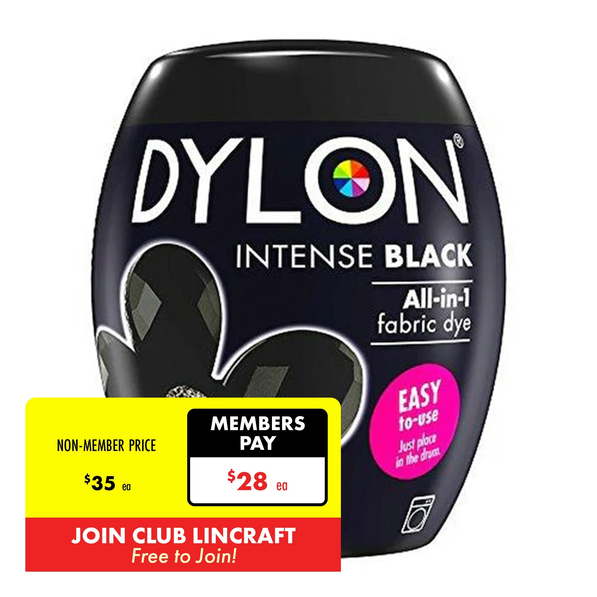 Dylon Fabric Dye, Intense Black- 350g