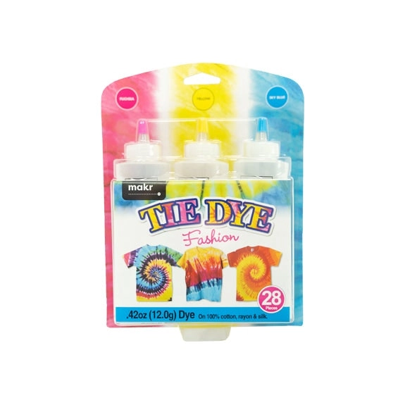 Makr Tie Dye Kit, Fuschia/Yellow/Blue- 3pk