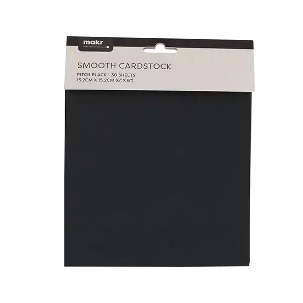 Makr 6x6 inch Smooth Cardstock, Pitch Black- 30pk