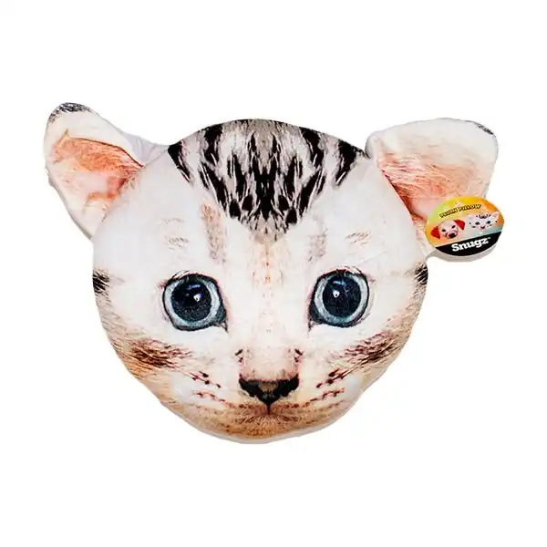 Snug Animal Cushion, Black-Eyed Cat- White