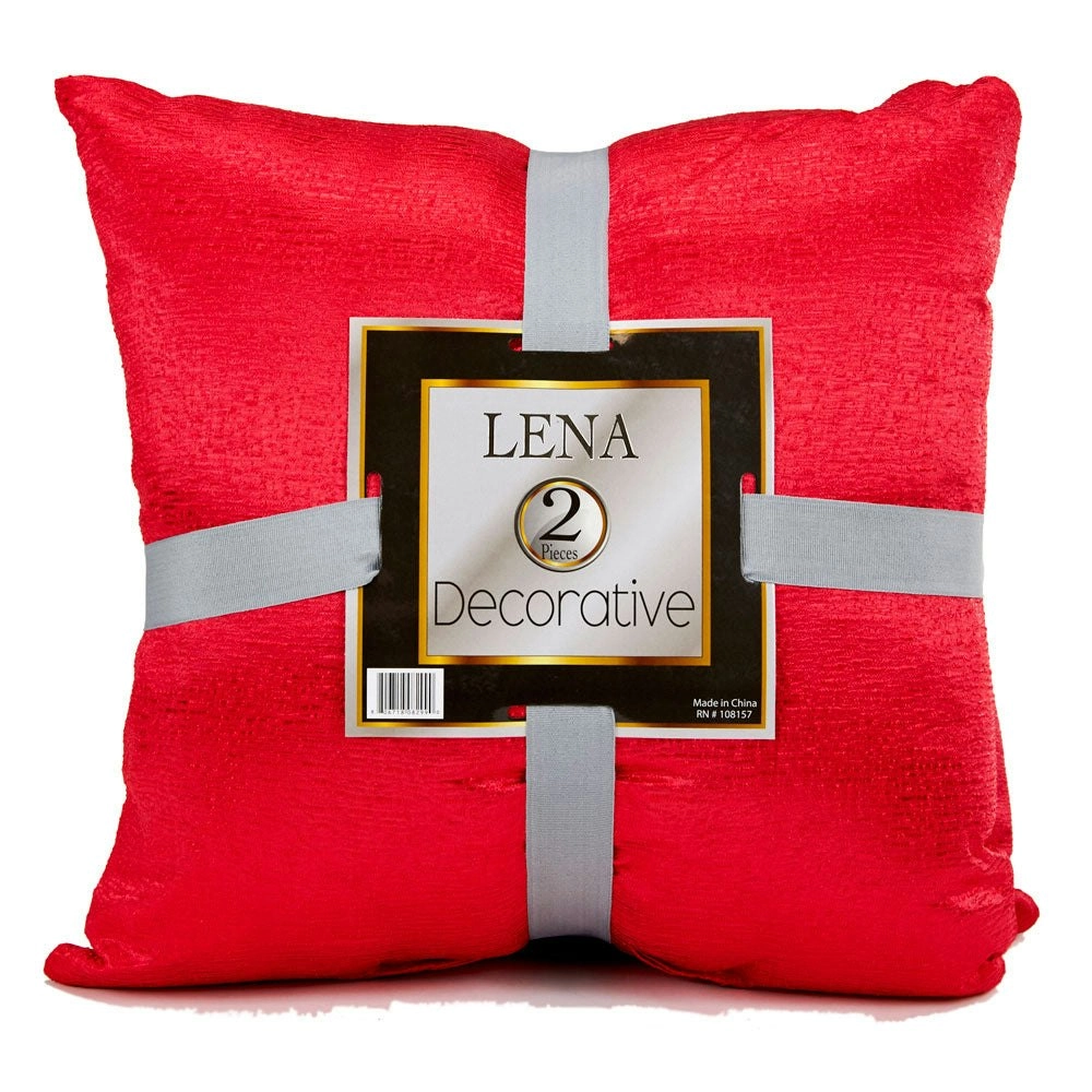 Lena 2pk Decorative Cushions, Red- 45x45cm