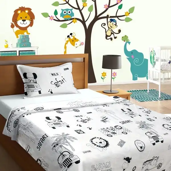 Formr Junior Kids Quilt Cover Set, White Safari