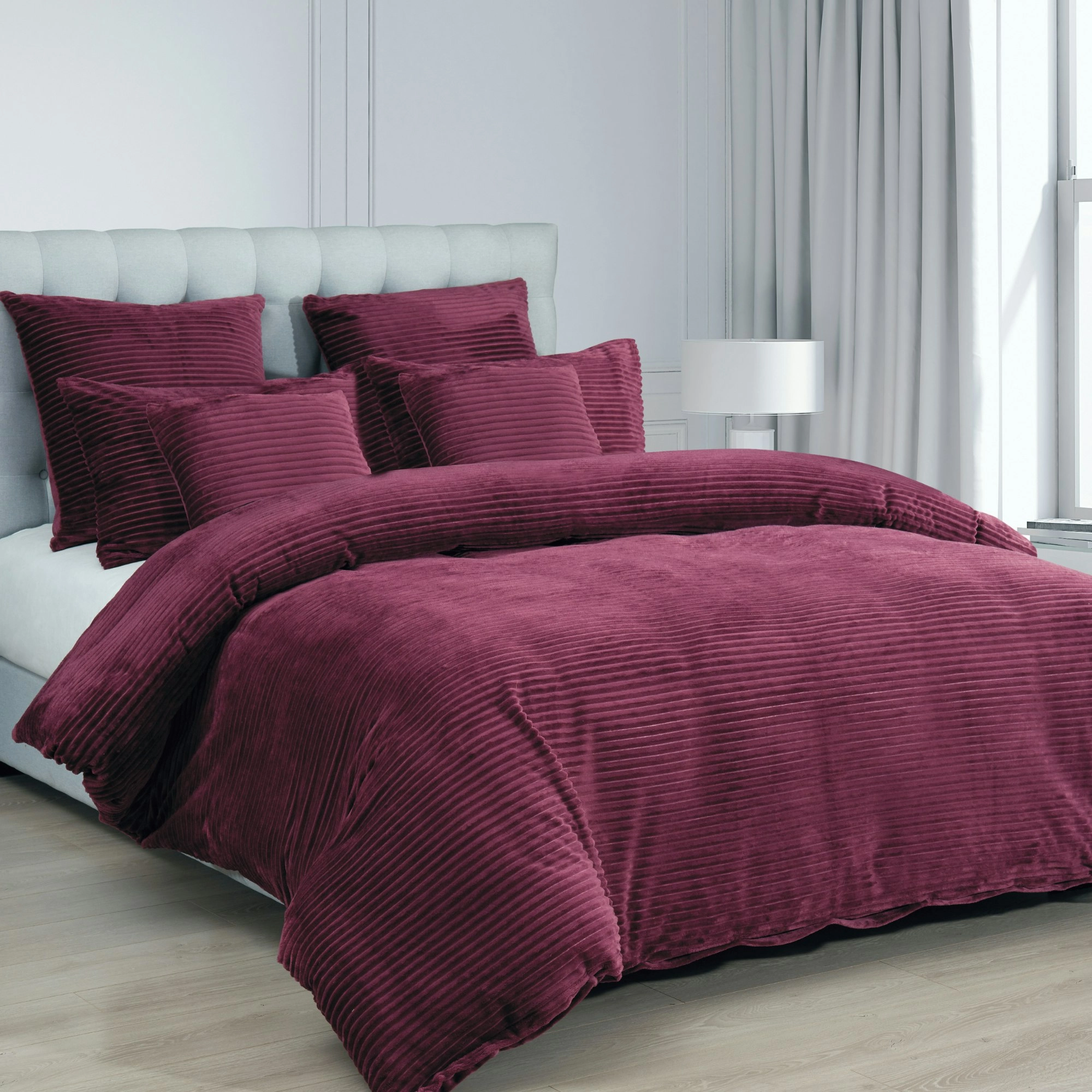 Alastair's Ruby Plush Quilt Cover Set, Burgundy