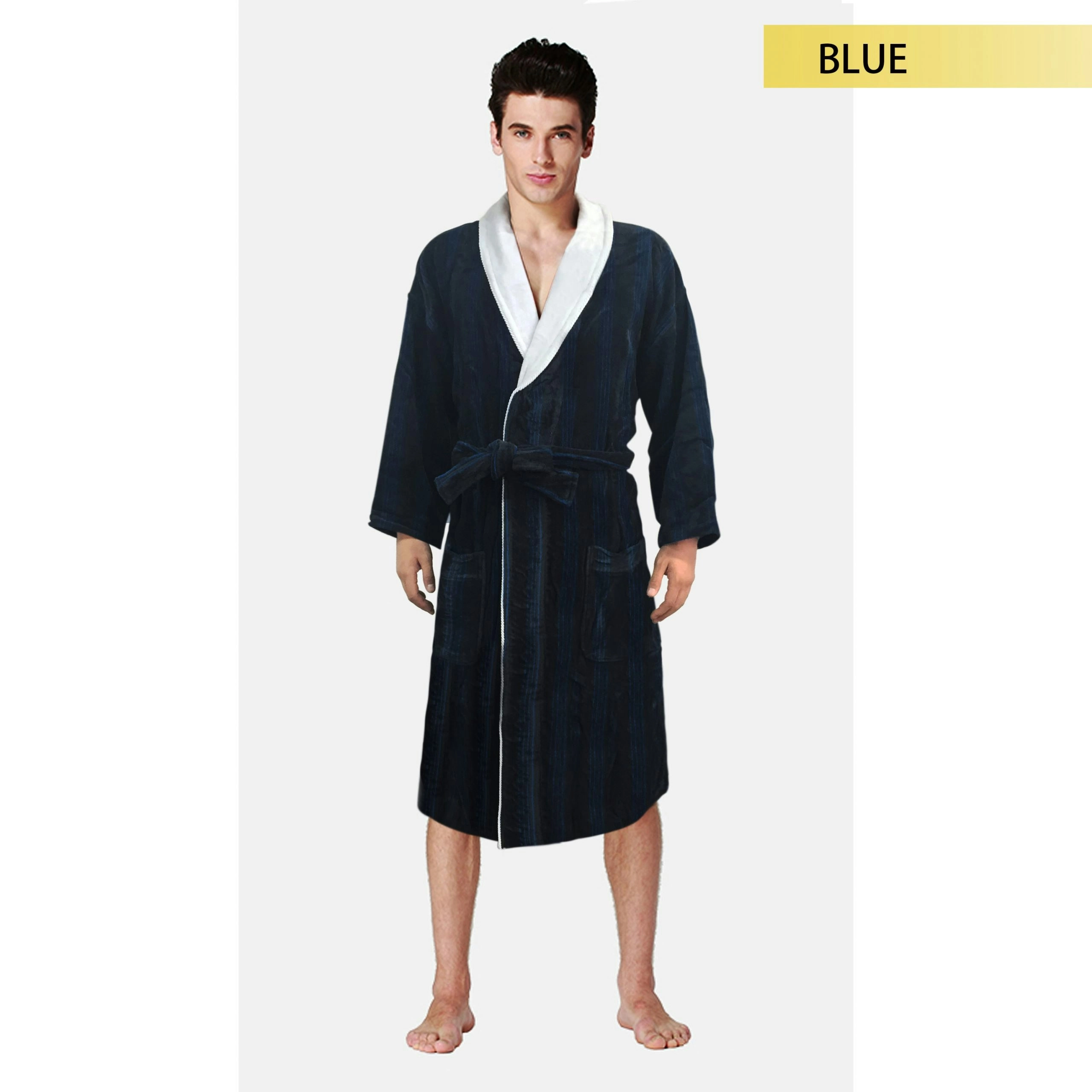 Egyptian Cotton Velour Striped Bathrobe