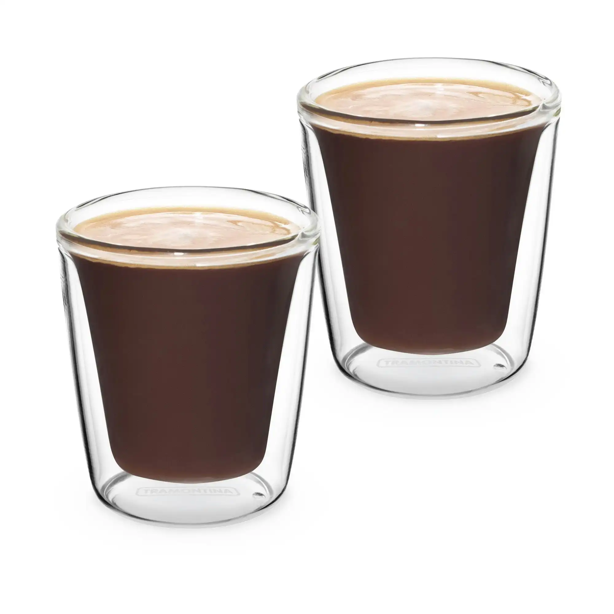 Tramontina Coffee & Tea Espresso Cup, 2Pc Double Wall Glass, 85ml