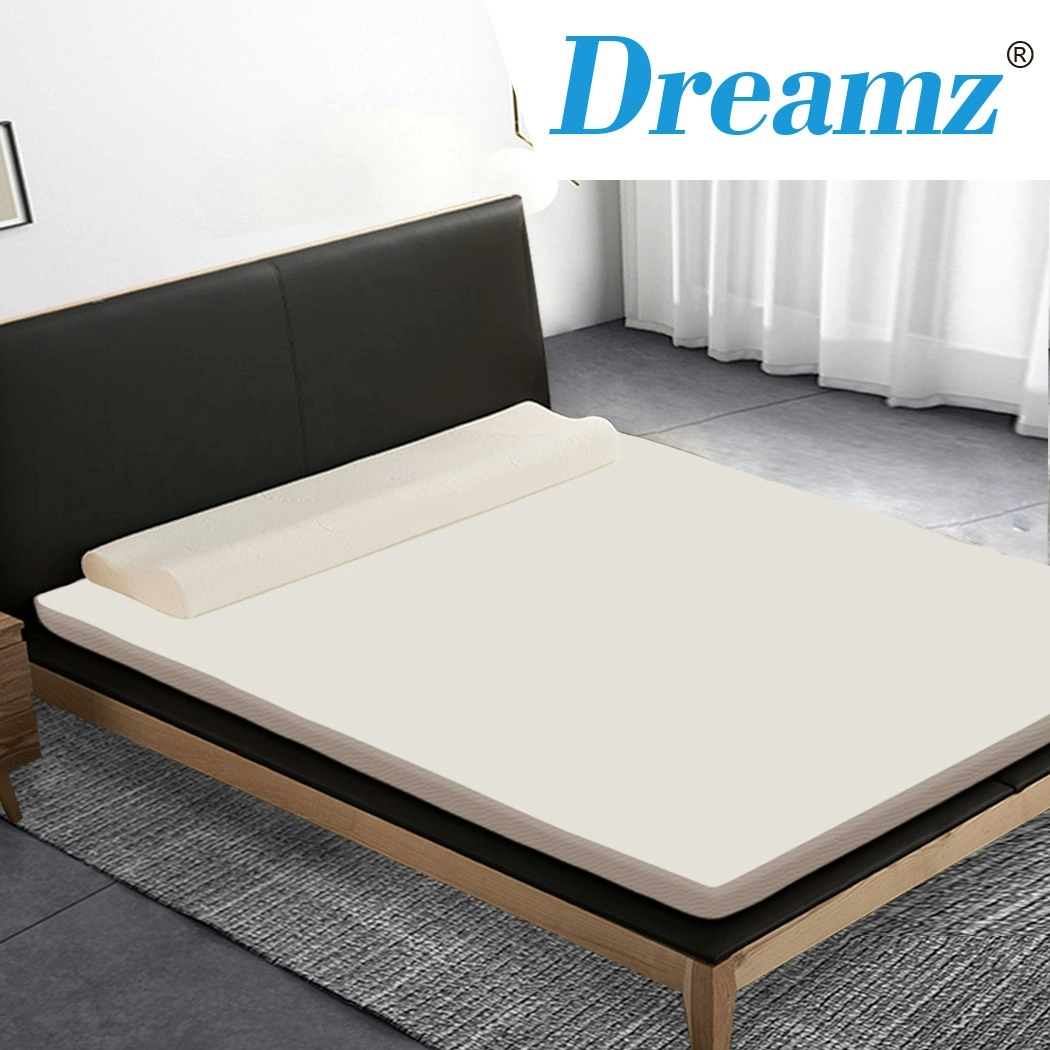 Dreamz 7cm Memory Foam Bed Mattress Topper Polyester Underlay Cover Queen