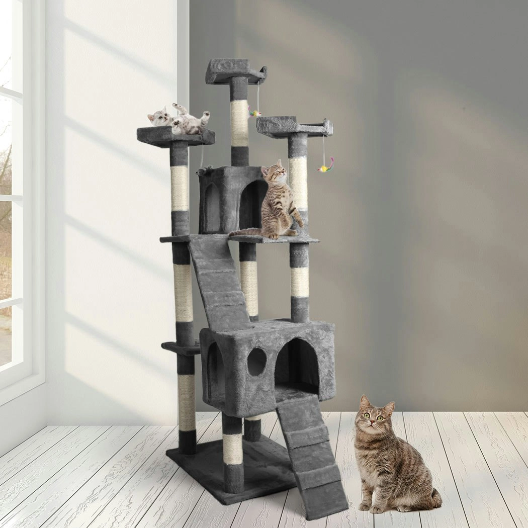 Pawz 184cm Cat Trees Scratching Post Scratcher For Large Cats Tower House Gery