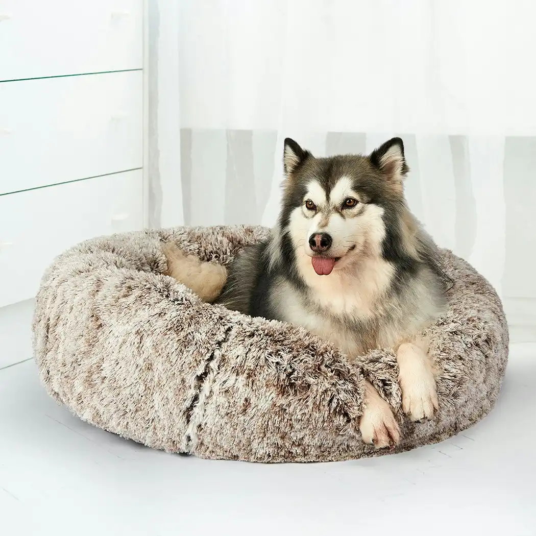 Pawz Pet Beds Dog Cat Soft Warm Kennel Round Calming Nest Cave AU Coffee XXL