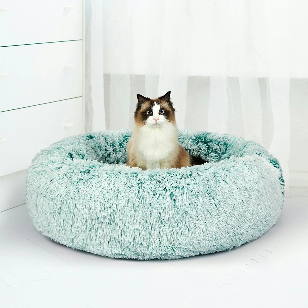 Pawz Pet Beds Dog Cat Soft Warm Kennel Round Calming Nest Cave AU Teal XXL