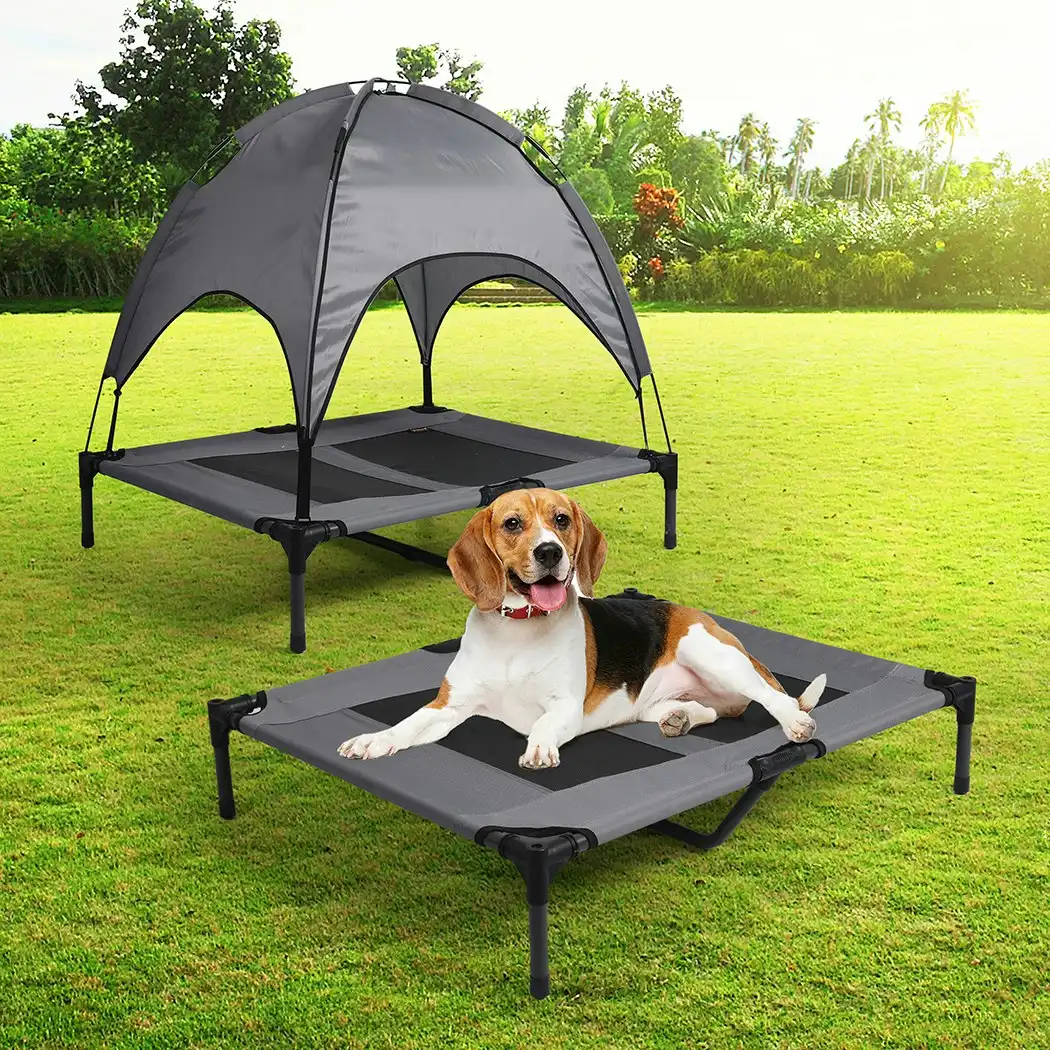 Pawz Pet Trampoline Bed Dog Cat Elevated Hammock With Canopy Raised Heavy Duty L