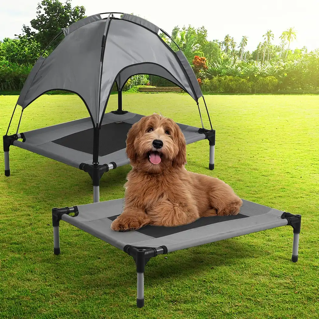 Pawz Pet Trampoline Bed Dog Cat Elevated Hammock With Canopy Raised Heavy Duty S