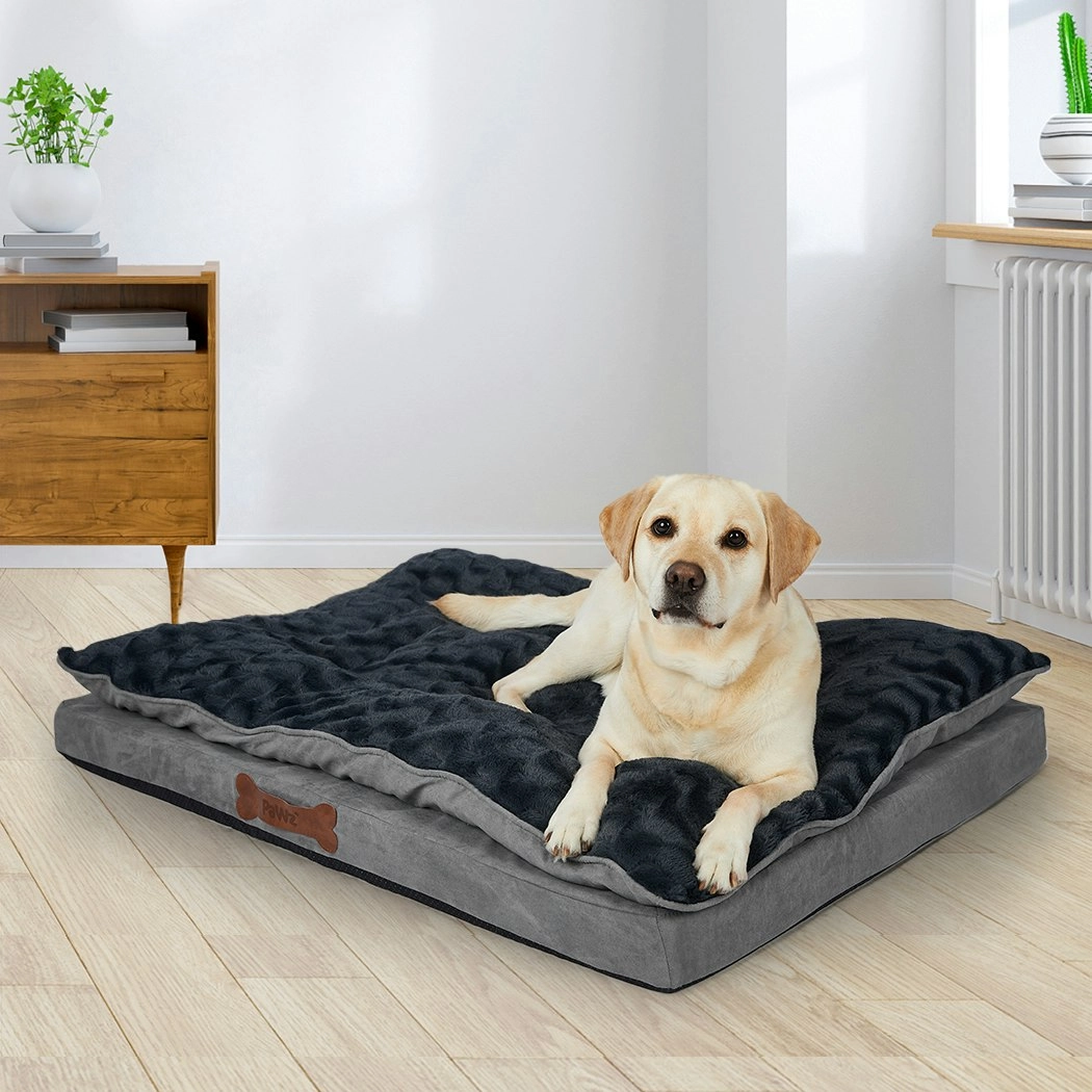 Dog Calming Bed Warm Soft Plush Comfy Sleeping Memory Foam Mattress Dark Grey XL