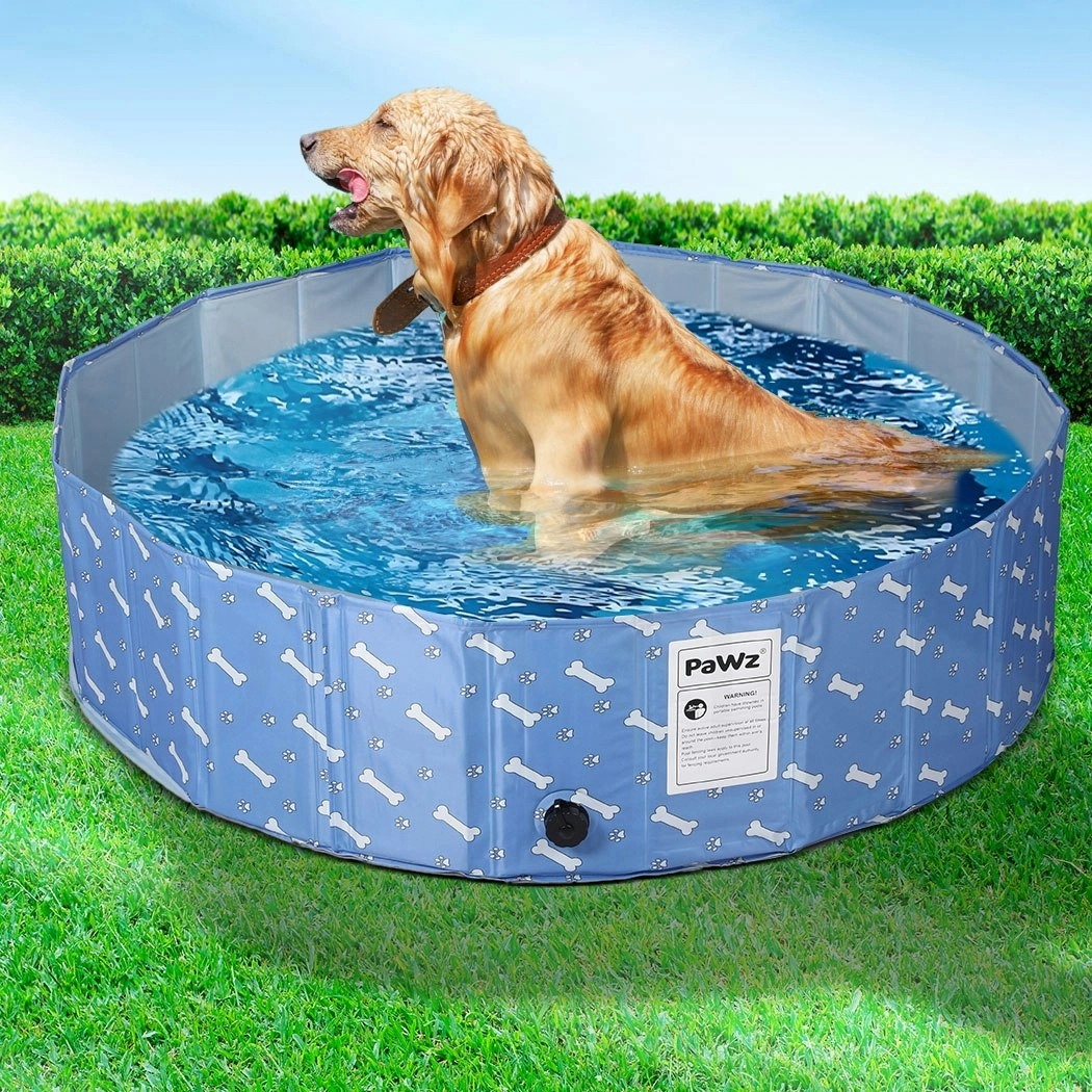 Pawz Folding Swimming Pool Dog Cat Washing Bath Tub Portable Summer Outoor Blue S