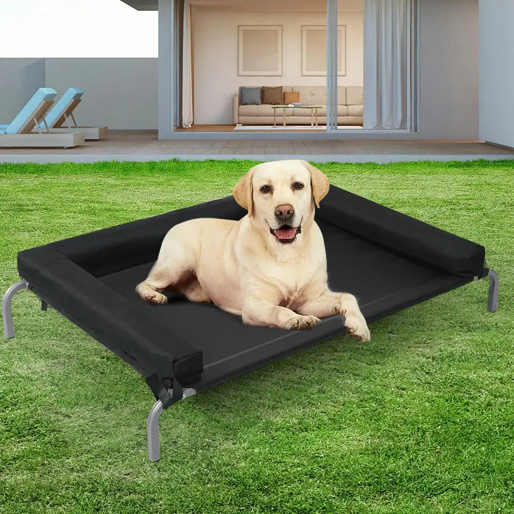 Pawz Elevated Pet Bed Dog Puppy Cat Trampoline Hammock Raised Heavy Duty Black L