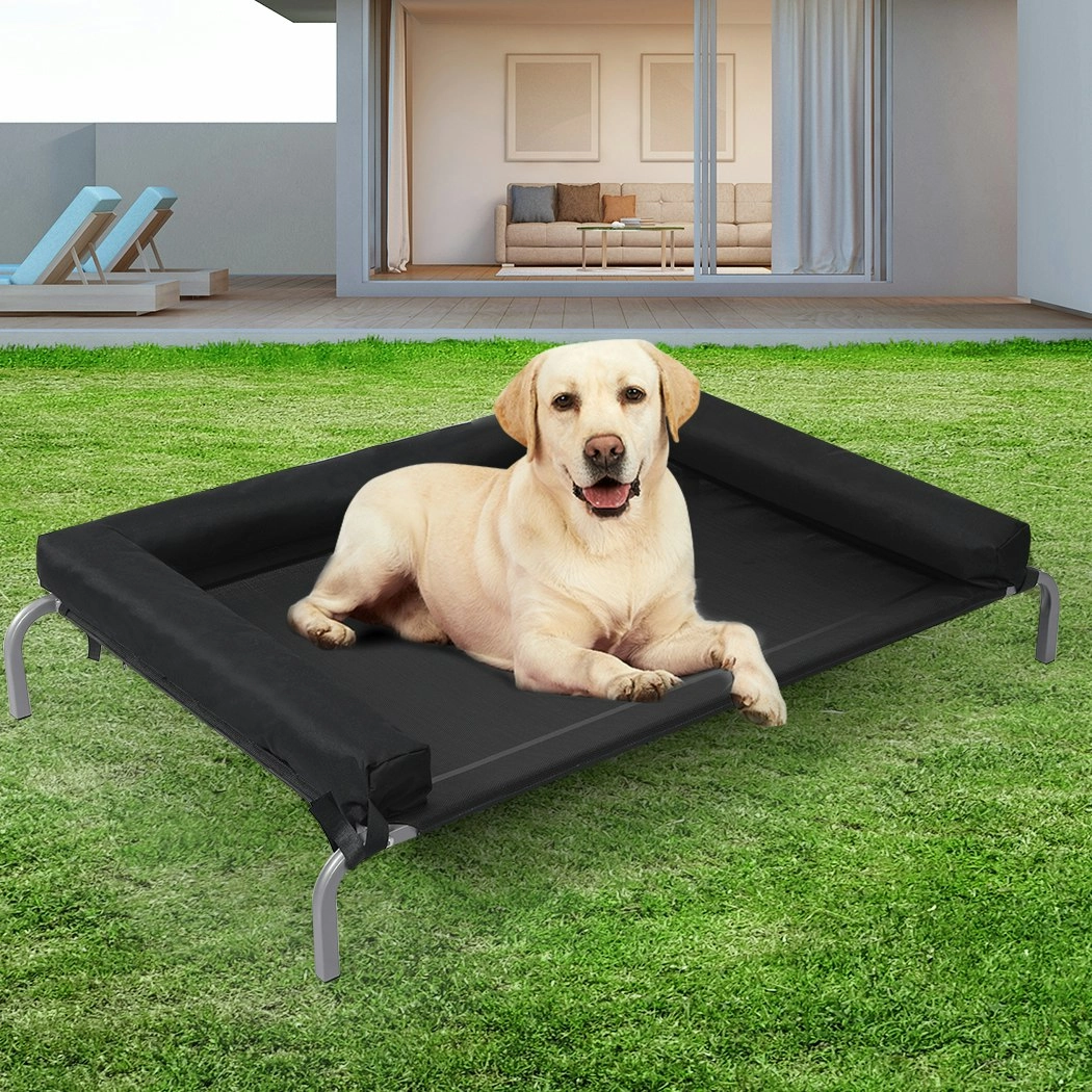 Pawz Elevated Pet Bed Dog Puppy Cat Trampoline Hammock Raised Heavy Duty Black L