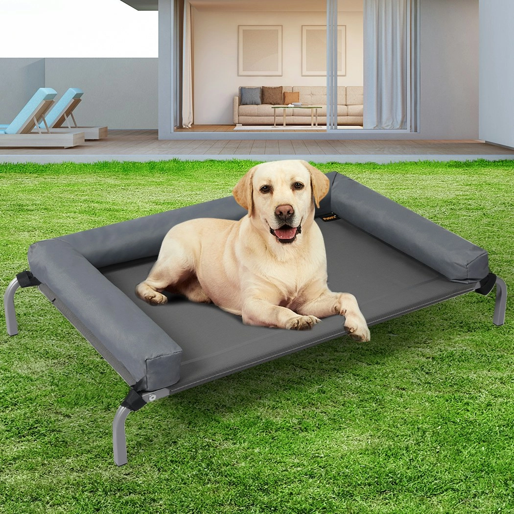 Pawz Elevated Pet Bed Dog Puppy Cat Trampoline Hammock Raised Heavy Duty Grey M