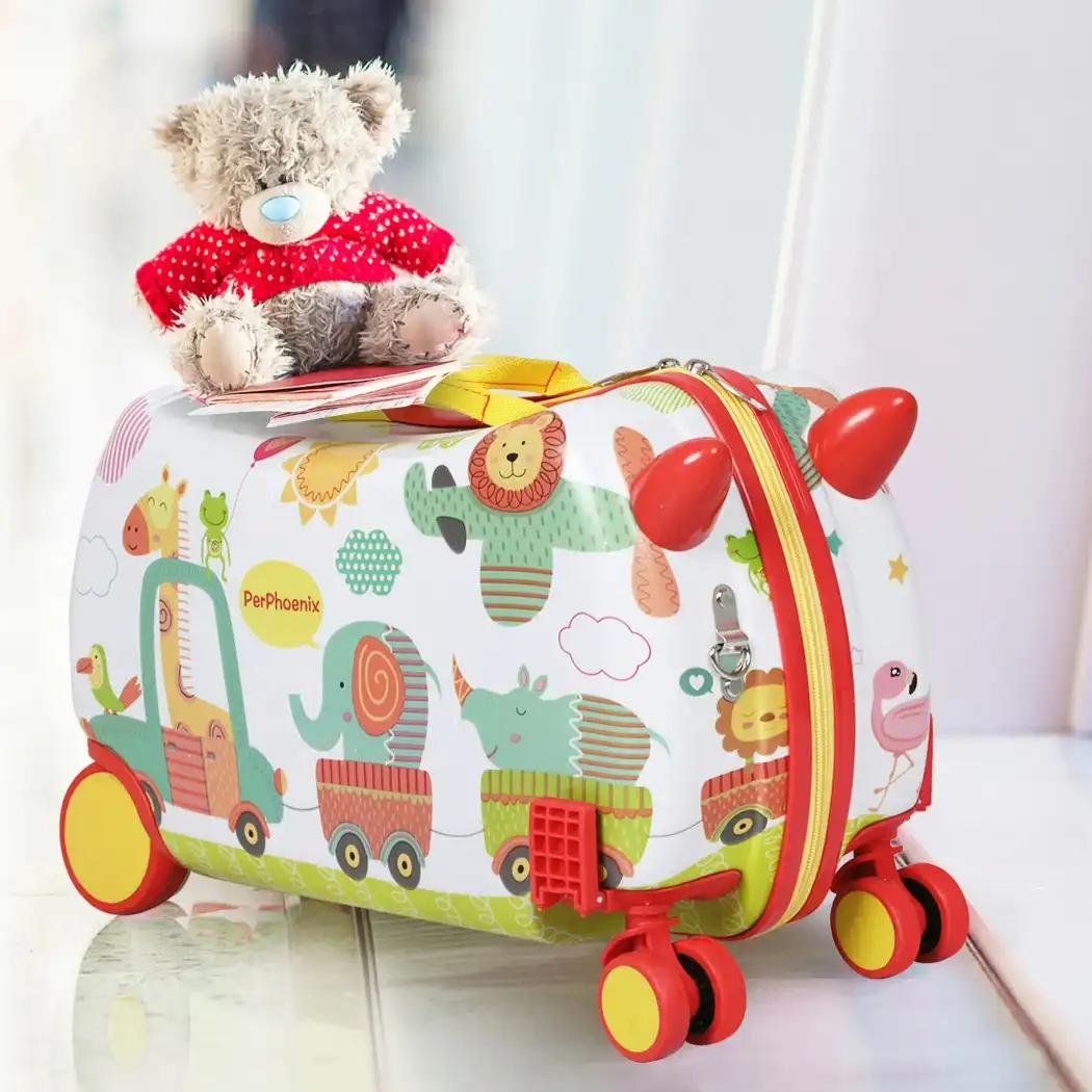 BoPeep Kids Ride On Suitcase Children Travel Luggage Carry Bag Trolley Zoo