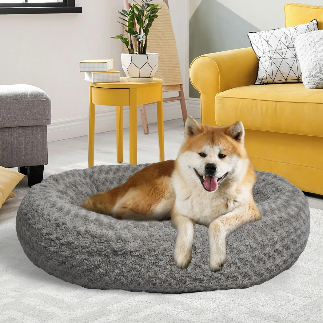 Pawz Calming Dog Bed Warm Soft Plush Sofa Pet Cat Cave Washable Portable Grey XL